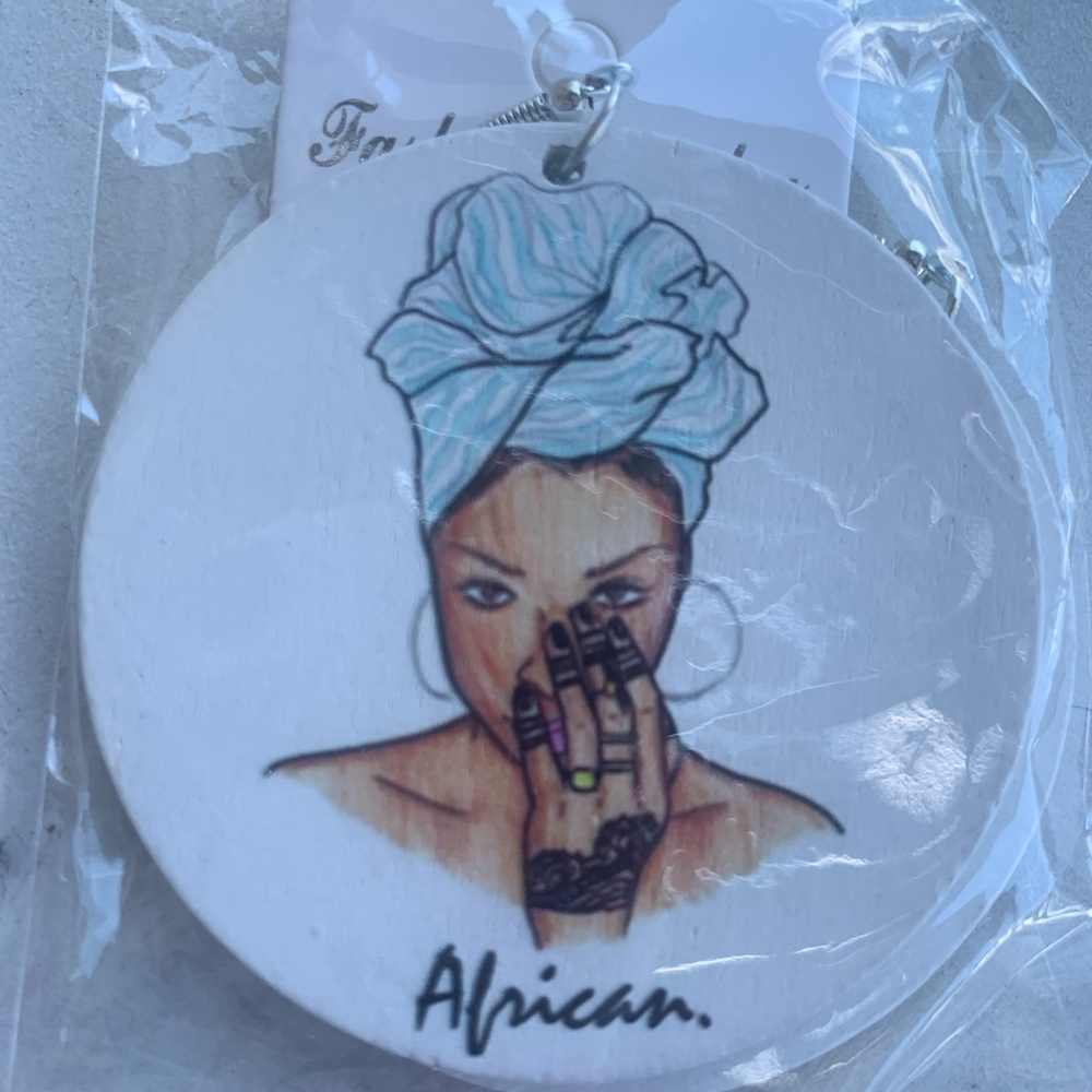 Blue Wrap Afro Drop Earrings